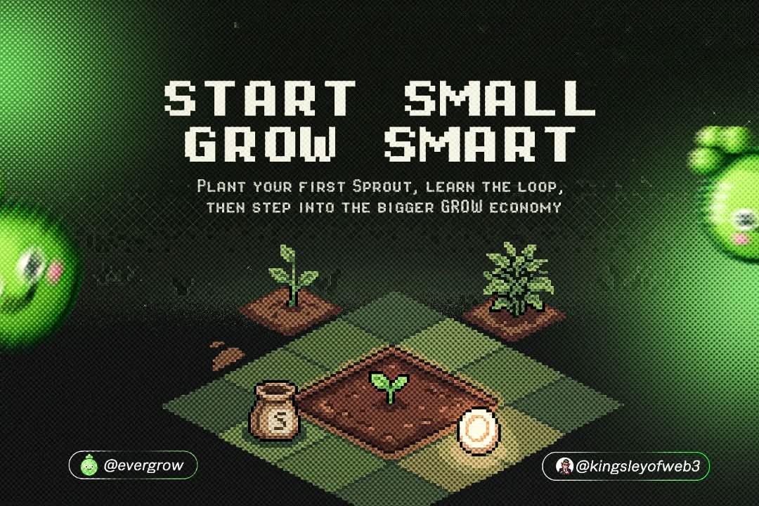 Onyifundzofweb3's tweet photo. ➥ STARTING YOUR FARM

You don't need to understand everything before getting started.

Evergrow gives new players a simple way to experience the farming mechanic through Petals and Sprouts.

Your first Sprout grows quickly, allowing you to understand the basic idea:

Plant → Wait → Harvest.

Once you understand that loop, you can explore the main GROW economy.

Think of it like learning the controls of a game before entering the deeper levels.

And that gradual onboarding is one thing I appreciate about Evergrow.