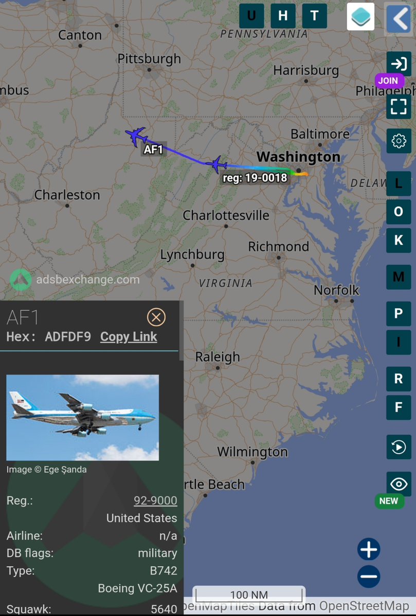 sipjack1776's tweet photo. POTUS en route to Vandalia, OH (Dayton) for a midterm rally.
VC-25A 
#ADFDF9/92-9000/AF1 
C-32A (Backup Plane)
#AE4AEC/19-0018/SAM47 
@Borrowed7Time https://t.co/v5NfRopnad