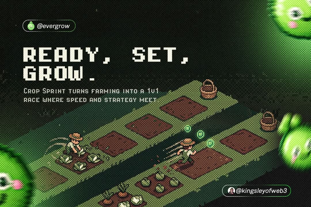 Onyifundzofweb3's tweet photo. ➥ CROP SPRINT: FARMING GETS COMPETITIVE

Then there's Crop Sprint.

Instead of waiting for your crops to grow, you can compete directly against another player in a 1v1 race.

Both players enter the same level.

They stake GROW.

Then they compete.

Current levels include:

➠ Demo  Free
➠ 1,000 GROW
➠ 10,000 GROW
➠100,000 GROW

There's also an AI option when another player isn't available at your tier.

So Evergrow gives you two very different experiences:

➠ Farming: patience and planning.

➠ Crop Sprint: competition and speed.

That combination makes the ecosystem more interesting than having only one gameplay loop.