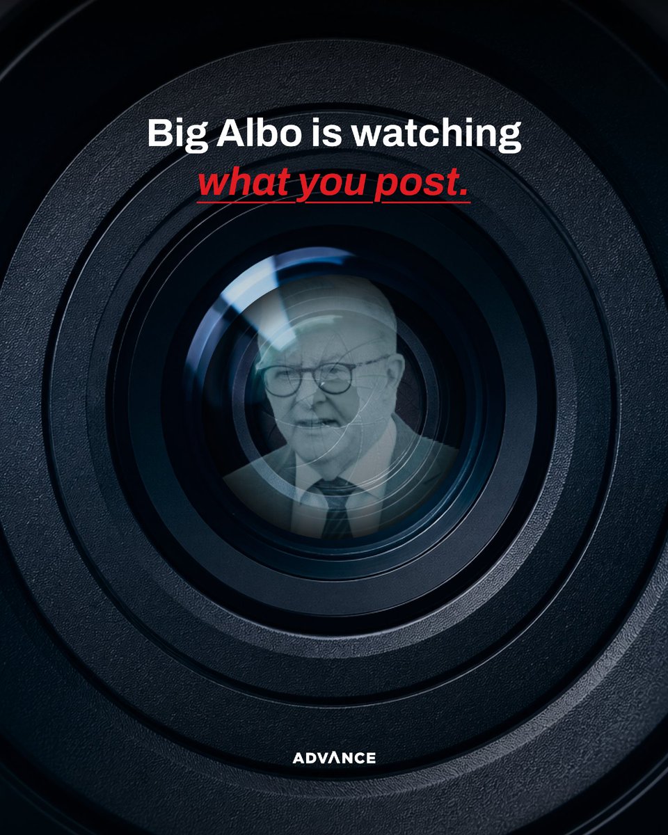 FairAusADV's tweet photo. Big Brother Albo is watching you to make sure you don't criticise Net Zero or mass immigration. https://t.co/lOMAt3Bcgc
