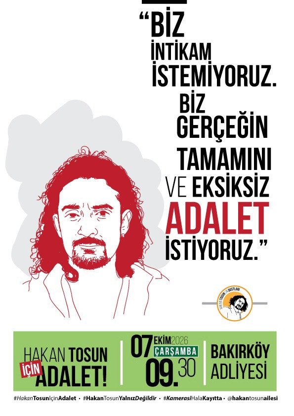 karinca2024's tweet photo. Sarayların içine adaleti koymayı unuttular, adına da “Adalet Sarayı” dediler.
Artvin’den İstanbul’a  içimiz buz kesti.
Reşit Kibar’ın öldürülmesine ilişkin davanın altıncı duruşması da geride kaldı. Tetiği çeken sanık içeride; ancak bu cinayetin arkasındaki tüm sorumluların açığa çıkarılması ve adalet önüne çıkarılması talebimiz hala karşılık bulmuş değil.
Biz bu hikayeyi burada bırakmayacağız.
Şimdi yolumuz Hakan’a…
Yaşamın, doğanın ve tüm canlıların yanında duran; ülkenin dört bir yanındaki mücadeleleri kamerasıyla görünür kılan sevgili  Hakan Tosun’un dördüncü duruşması 7 Ekim’de,  Bakırköy Adliyesi’nde görülecek.
Dedik ya:
Reşit’ten Hakan’a, dostları burada.

Sahalarda, sokaklarda, yaşamın olduğu her yerde yan yana durmaya devam edeceğiz.
Yaşam savunucularını 7 Ekim’de dayanışmaya, adalet talebini birlikte yükseltmeye çağırıyoruz.
Hakan Tosun burada. Kamera hala  kayıtta.
@HakanTosunn neden öldürüldü?
Gerçeğin tamamını istiyoruz.
Eksiksiz adalet istiyoruz. @iidb_adalet

7 Ekim Çarşamba 
Saat: 9:30
İstanbul-Bakırköy Adliyesi 

#HakanTosunİçinAdalet 
#KameraHalaKayıtta 
#VAZGEÇMEYECEĞİZ