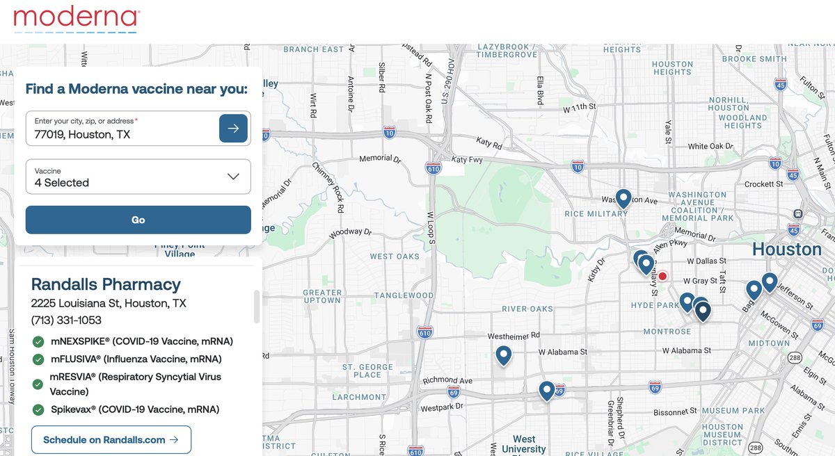 MaryBowdenMD's tweet photo. You can find out which local pharmacies are poisoning people with mRNA flu and COVID shots on Moderna's website.  If you go to the homepage of these pharmacies, they say absolutely nothing about the flu shot being mRNA. https://t.co/ti6Xug5cwu