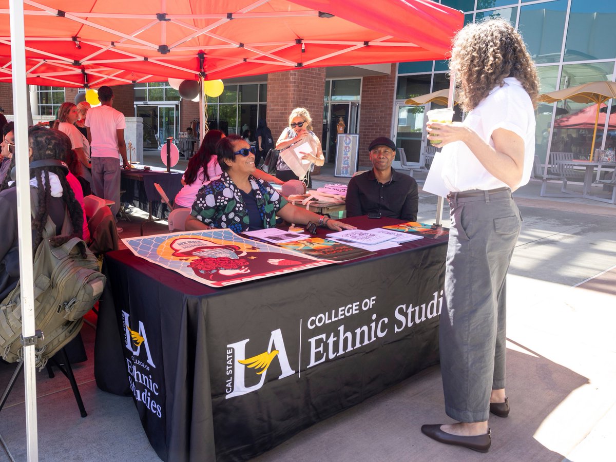 CalStateLA's tweet photo. Civic engagement in full swing! 🗳️✨

Students at Cal State LA VoterFest came together for voter registration and election resources, art activities, food, music from Golden Eagle Radio, and the Ballot Bowl challenge -- all in celebration of National Voter Registration Day! https://t.co/ZdGpseKCIm
