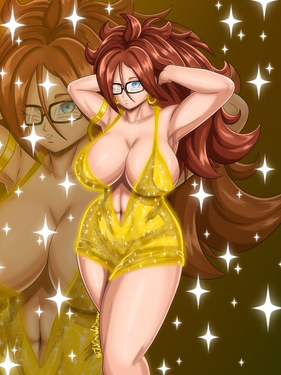 ThatOneWhoDraw's tweet photo. Android 21 in a golden dress
(I suck at drawing backgrounds)

Inspired by @Sape_master 's art https://t.co/H5fJVaFGO7