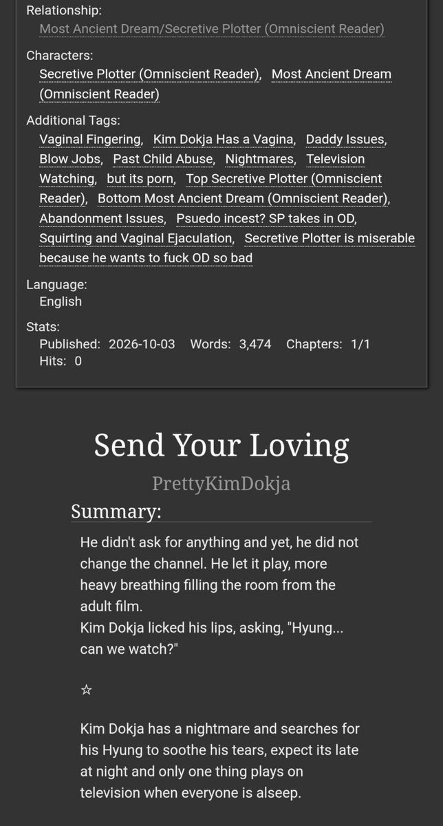 Clitja's tweet photo. #SPOD #ORV🔞
Send Your Loving 
☆OD's pussy against the world
☆Accidental porn watching?
☆SP is crazy over OD's pretty cunt
☆Underage Sex 
☆SP is kinda emo here.
☆Repost from old thread fic 
🔗 below https://t.co/APYW28BExa