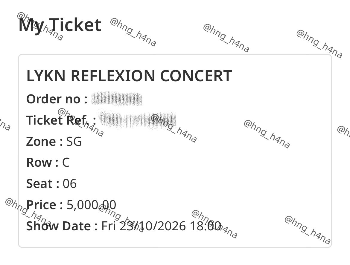 hng_h4na's tweet photo. WTS 23/10
Zone SG 
Row C
หน้าบัตร 5,000
ปล่อย 5,500 
นัดรับได้ตาม BTS/MRT
ปล่อยเพราะติดงานไปไม่ได้แล้วค่ะ 
*ขอคนอยากไปจริงๆไม่เอาไปอัพต่อนะคะ*
#LYKNReflexionConcert https://t.co/0wkkSNxVHF