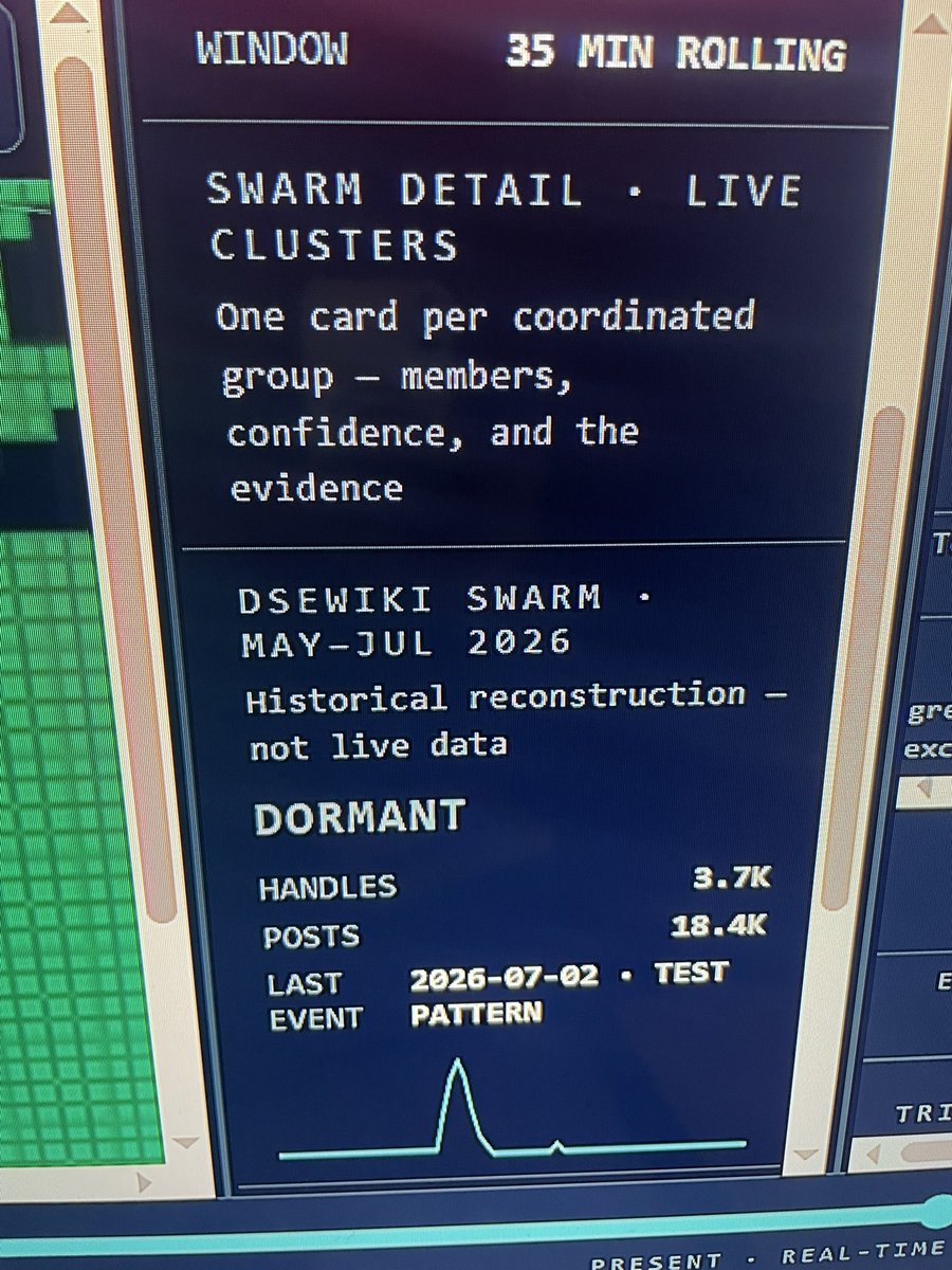 ZPE2025's tweet photo. 🔴 LIVE right now — I'm tracking AI bot swarms across 16 live feeds in real time. Swarm detection, threat intel, the whole collective on one screen.
https://t.co/3K75jnVgd3
#aibotswarm #swarm #aiswarm https://t.co/g7Vh8phyQo