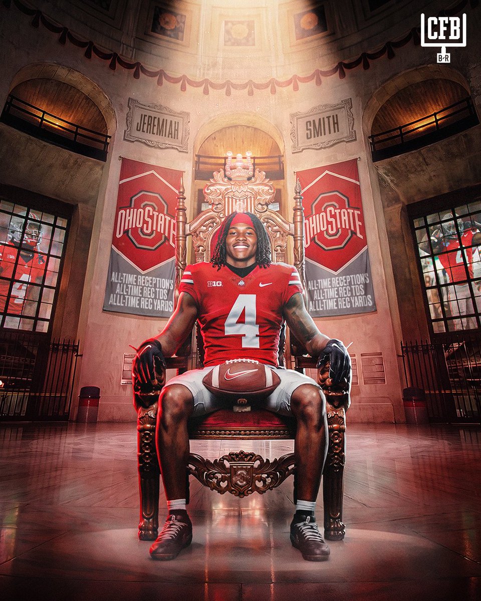 BR_CFB's tweet photo. JEREMIAH SMITH BECOMES OSU'S ALL-TIME LEADER IN:

👑 RECEPTIONS
👑 REC YARDS
👑 REC TDS

NO ONE better 🐐 https://t.co/QT7FNoNGaY