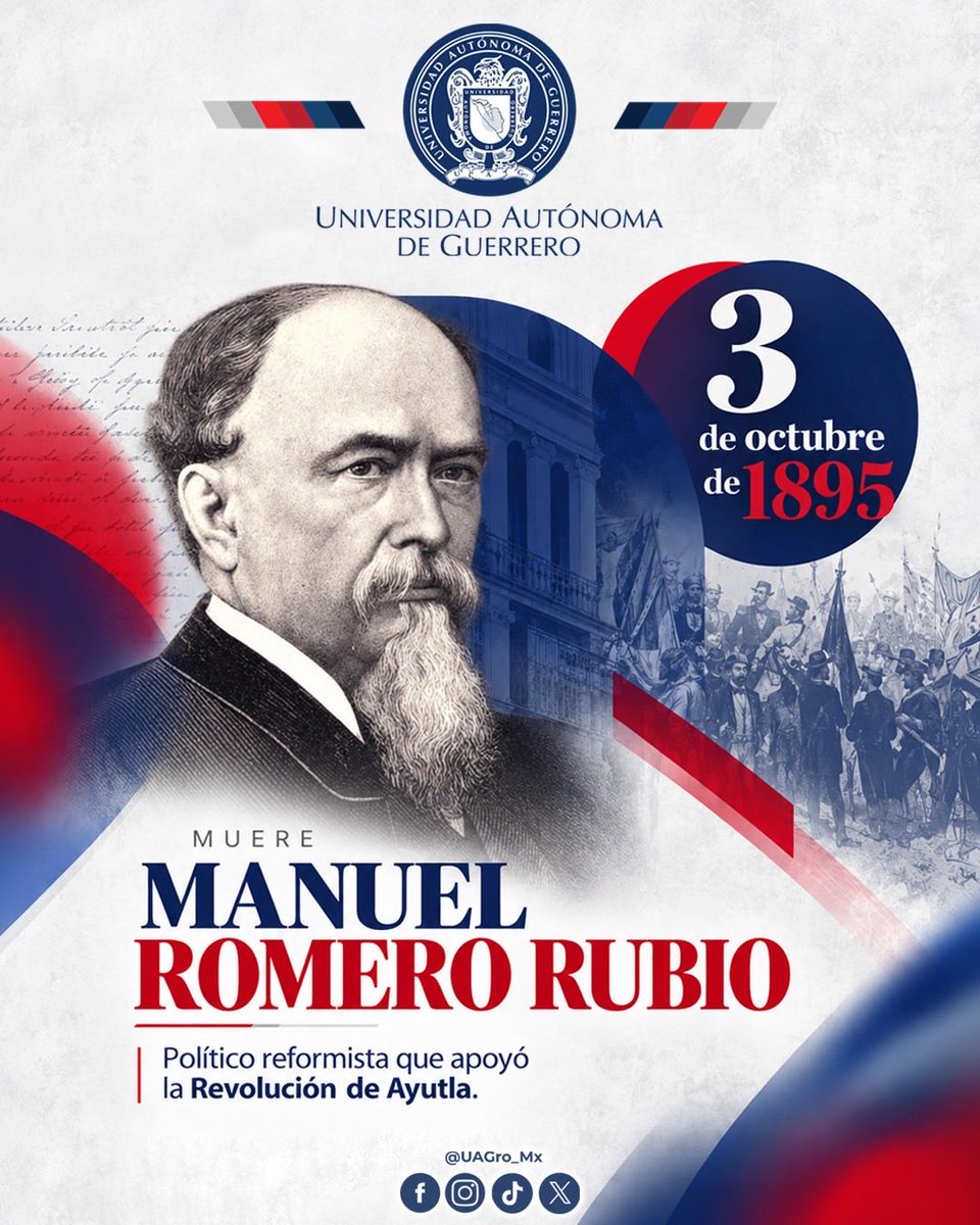 UAGro_MX's tweet photo. 🇲🇽📜 Un día como hoy, en 1895, falleció Manuel Romero Rubio, político mexicano que ocupó importantes cargos públicos durante el siglo XIX y fue una figura cercana al gobierno de Porfirio Díaz.

Su trayectoria forma parte de una etapa clave de la historia política de México. 🏛️ https://t.co/Z81iZM5A4S