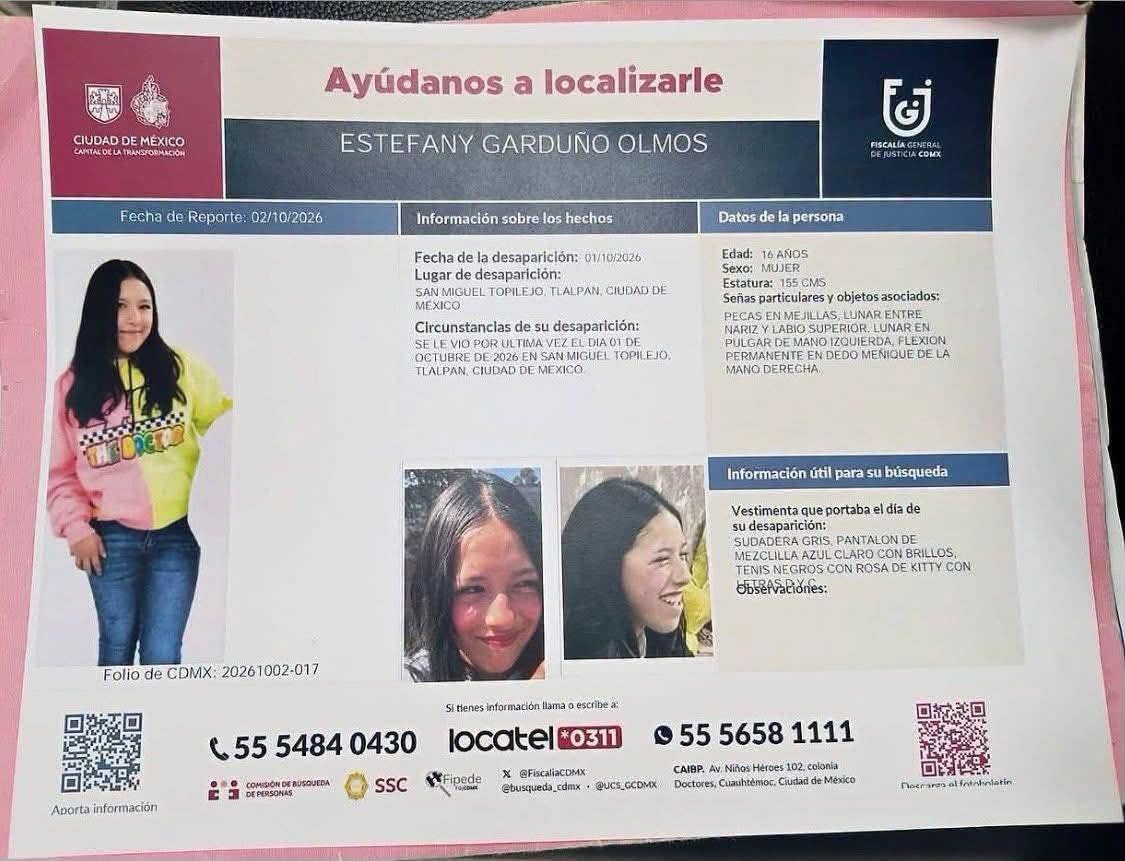 AztecaNoticias's tweet photo. #AlertaVial 🚧 Bloquean la autopista México-Cuernavaca, a la altura de San Miguel Topilejo, en Tlalpan, por la desaparición de una adolescente de 16 años, identificada como Estefany Garduño Olmos. https://t.co/H6UObkvjZ2