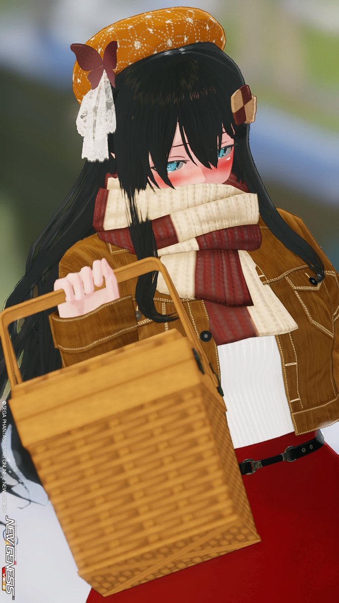 _pocyako_'s tweet photo. おはよーございます(  ˶¯ ꒳¯˵)
最近体調崩してる人も多いようで…
皆さんも気を付けていきましょ！

…君は、大丈夫…だよね？
なんか顔色悪いけど…
これ、作り過ぎちゃったから…食べ…て？

ーー！？
べ、べつにお見舞いとかじゃないし！

#PSO2NGS_SS https://t.co/DM1qaRjp70