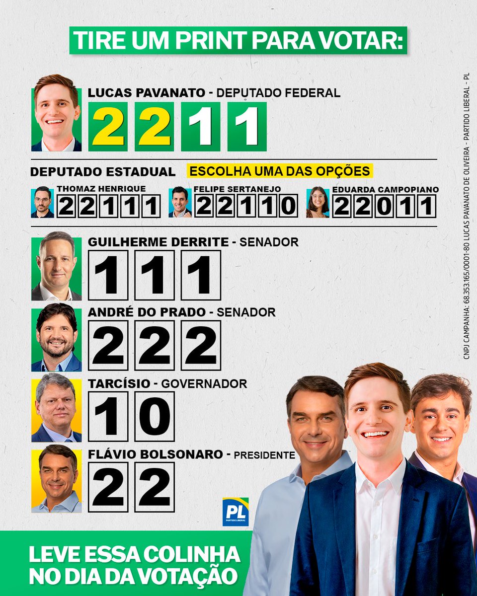 lucaspavanato's tweet photo. Essa é sua colinha! Escolha um dos três estaduais.

E depois só digitar e confirmar ✅

IMPORTANTE: Anote no papel, não é possível levar o celular na cabine. https://t.co/9AeVmbXl6K