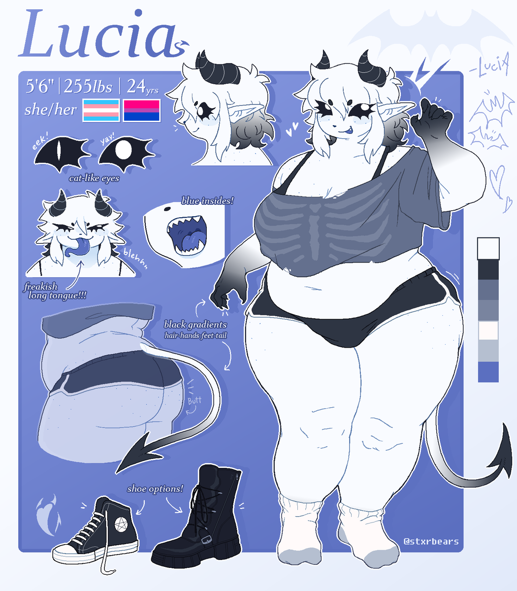 stxrbears's tweet photo. LUCIA REFERENCE SHEET 2026 🩵
finally gave myself the time to give my demon gal the proper ref she needed... i hope u like her !! https://t.co/eakVfbsZZP