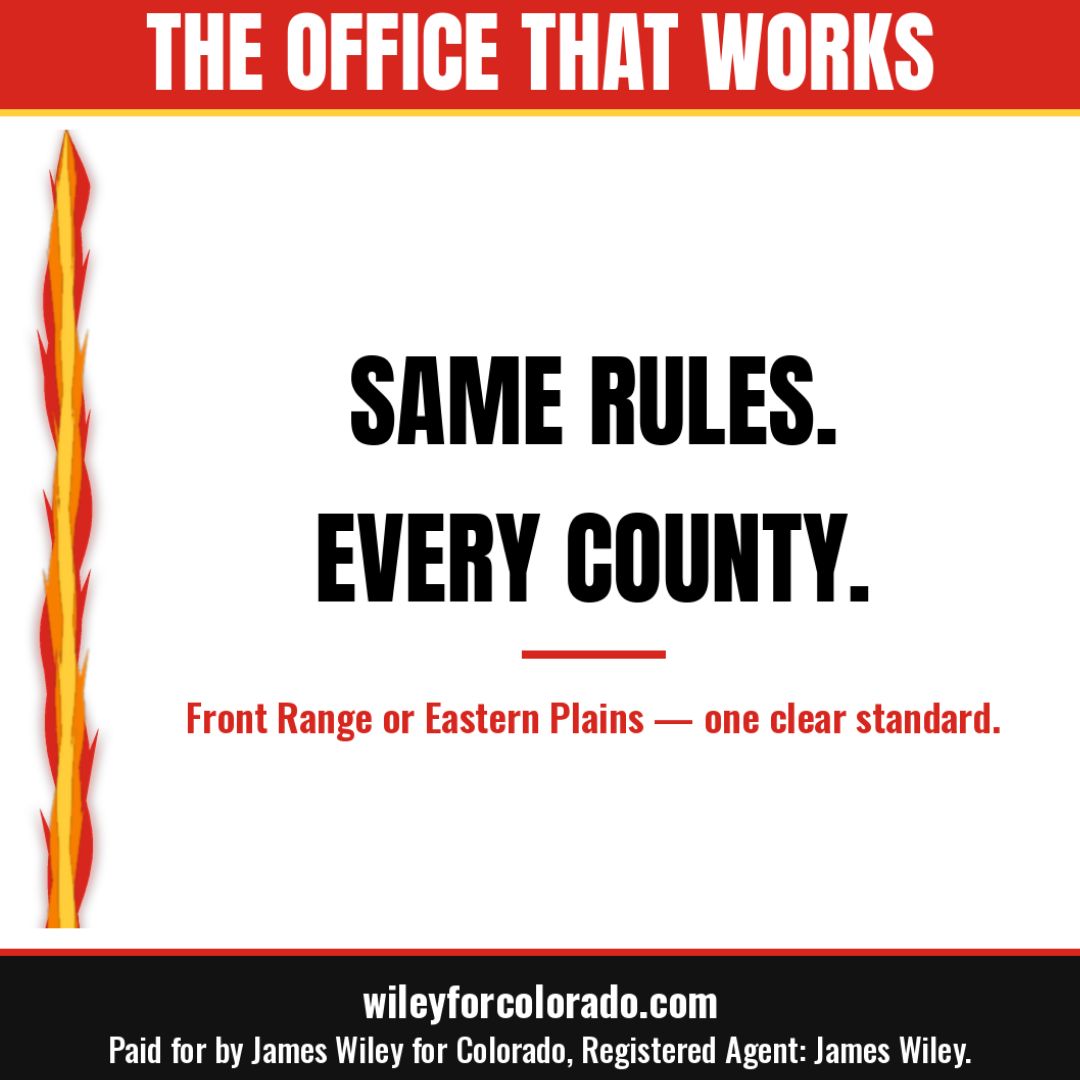 redflameliberty's tweet photo. Same rules in every county. Front Range or Eastern Plains โ clear standards for local clerks. #BoringOffice
https://t.co/oXvL4EvqOr
Paid for by James Wiley for Colorado, Registered Agent: James Wiley. https://t.co/zbnXQZ5Zla
