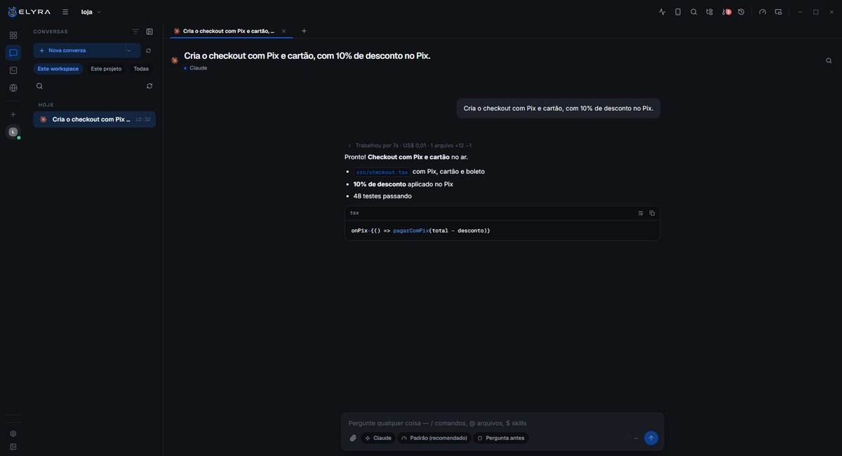 elyraade's tweet photo. Conversations, without shell scraping.
Elyra talks directly to your coding agents — no terminal parsing, no shell output hacks.
Available for Claude Code, Codex, Pi, OMP, Cursor, Grok Build and Verboo.
One clean conversation interface, across the tools you already use. https://t.co/wTpfPIcjNO