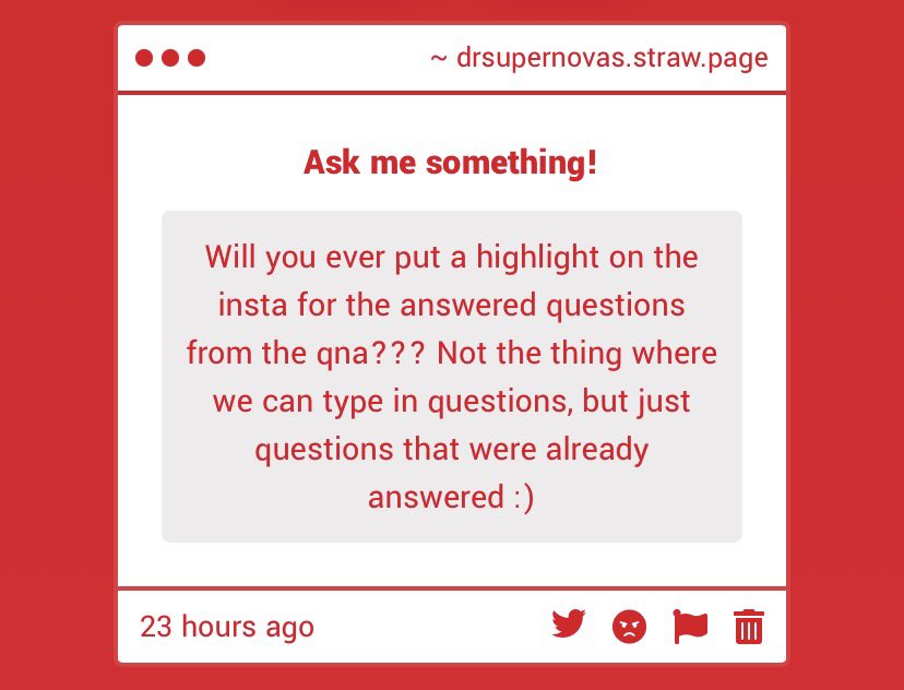 DRSupernovas's tweet photo. Uhhh maybe? Idk I usually don't bc I like the QNAS to be a limited time thing but idm making one https://t.co/W9gSm70DIv