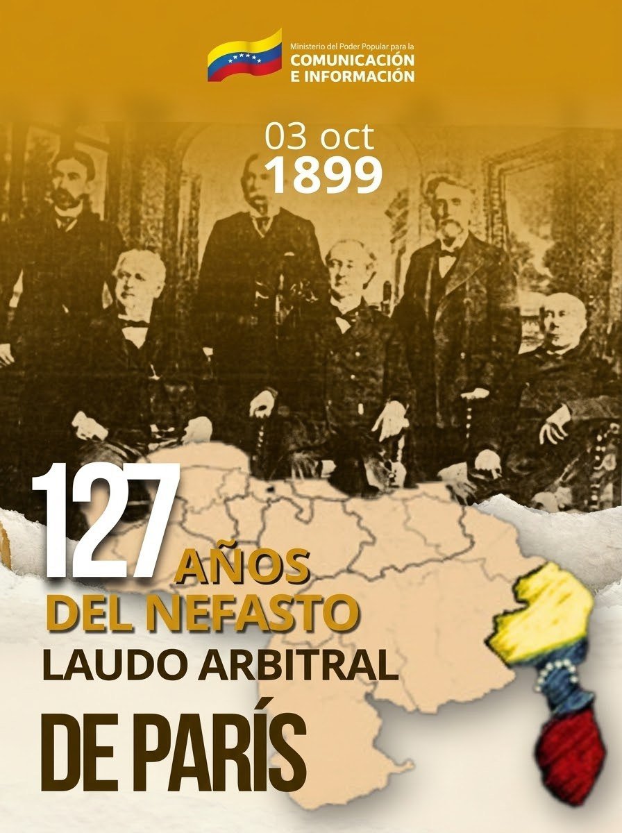 MB_ADI611's tweet photo. El Laudo Arbitral de París del 3 de octubre de 1899 fue una sentencia emitida por un tribunal internacional que fijó la frontera entre la entonces Guayana Británica y Venezuela, adjudicando el territorio de la Guayana Esequiba al Reino Unido.
¡Venezuela Renace! https://t.co/TIsAkwQAsM