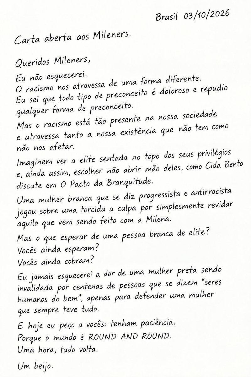 MilenaMeOdeia's tweet photo. Meu pronunciamento!!! Boa noite, Mileners/Fenda. https://t.co/5ZktrIoOBa