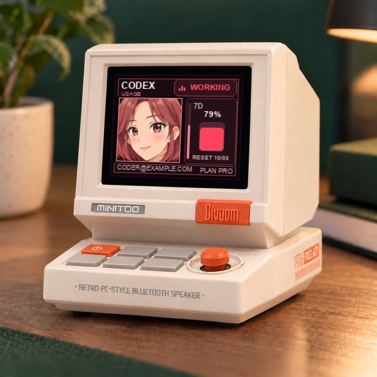 abrahamfrayde's tweet photo. Hi Guys, I turned my Divoom MiniToo into a Codex monitor; this shows remaining usage, refill times, and activity, right on my desk. I put this in a public repository. https://t.co/frRxrVdxIT. @thsottiaux @ChatGPT @OpenAI @DivoomPH @Divoom_Mx @DivoomUK @codex_resets https://t.co/e4fEVThCT8