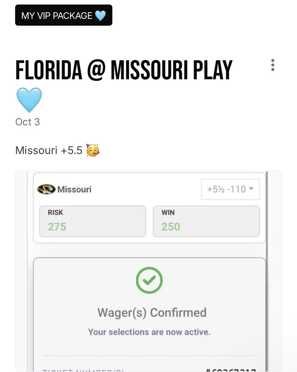 BetsWithBlaire's tweet photo. Safe to say this one is over! 😏

VIP cashes Missouri +5.5 easily! 🥳

Let’s keep it rolling! ☺️

Link in bio to join my vip picks! 😇 https://t.co/rQxQuqzktb