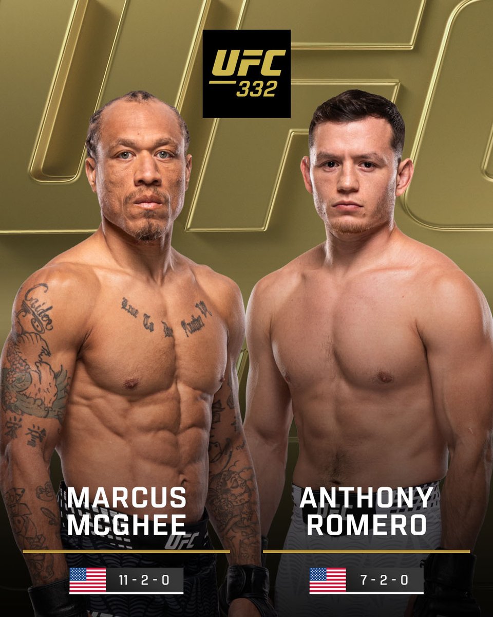 Fierce Featherweights 😤

Marcus McGhee vs Anthony Romero

[ #UFC332 | LIVE NOW on @​ParamountPlus and @​CBS ] 
 [📷](https://pbs.twimg.com/media/HTvUriGbwAAc3R