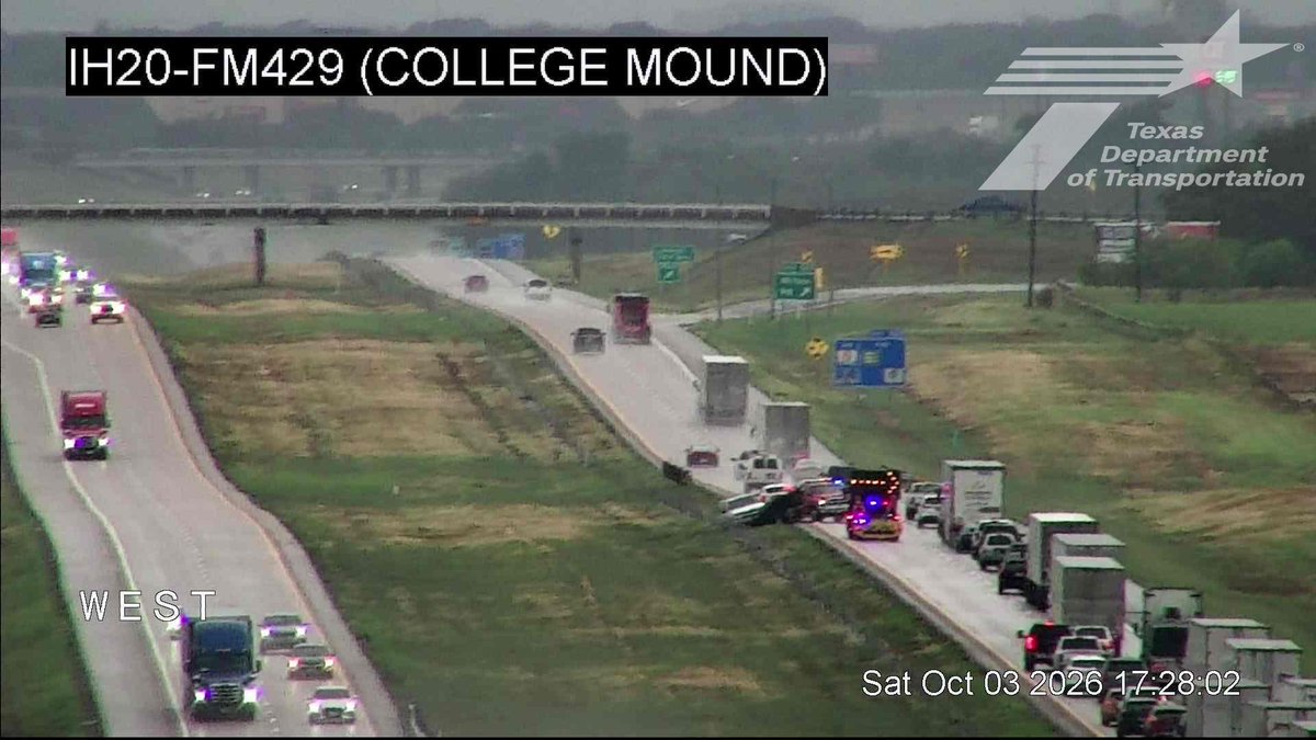 krldtraffic's tweet photo. Update - #Terrell/#CollegeMound: WB IH-20 @ Wilson Rd., left lane blocked with a crash - traffic jams from Kaufman CR-130 @KRLD #KRLDTraffic #1080KRLD #trafficalert @TxDOTDallas https://t.co/2IpLmre7rF