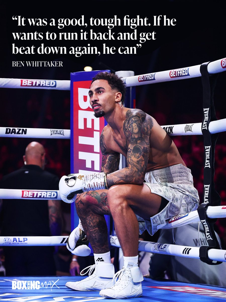 boxingnewsmax's tweet photo. Ben Whittaker welcomed a rematch with Conor Wallace after being pushed all the way to the final bell in their IBF final eliminator.

Whittaker, in cruise control through nine rounds, had to endure a Wallace onslaught down the home stretch in Birmingham.

"I want to thank Wallace. Great fight," said Whittaker, who won via scorecards of 117-111, 116-112 & 115-113.

"I think we should do it again and I'll beat him down even better. It was a good, tough fight. If he wants to run it back and get beat down again, he can.”