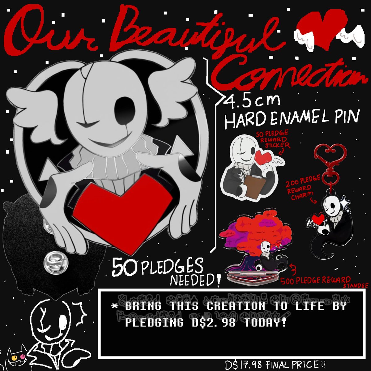 roselite1068's tweet photo. [❤️&amp;🔁appreciated!]
THE RESONANCE HAS QUICKENED

Gaster and Soul enamel pin is live NOW !!! They're available from now until October 30th , you can pledge and bring them to life ♥️!!

🔗 In replies!!
#DELTARUNE https://t.co/YtJTNcoJ79