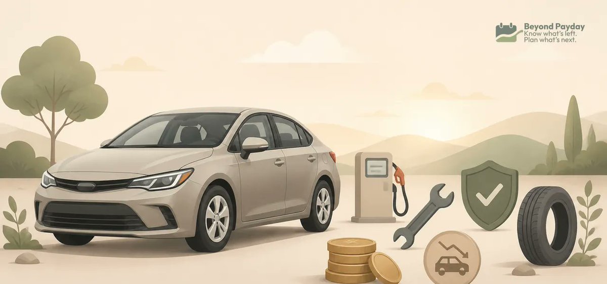 BeyondPaydayApp's tweet photo. The loan payment is just one piece. Insurance, fuel, maintenance, tires, fees &amp; depreciation add up too — and depreciation is often the biggest cost of all. See the full breakdown: https://t.co/L9NZ9JOqQ3 #budgeting https://t.co/VNs6UoNN0x