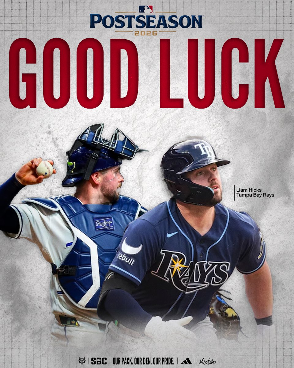 AStateBaseball's tweet photo. Liam Hicks is the first Red Wolf to play in the MLB postseason 🐺⚾️

#WolvesUp https://t.co/QMGJ8EMNnN