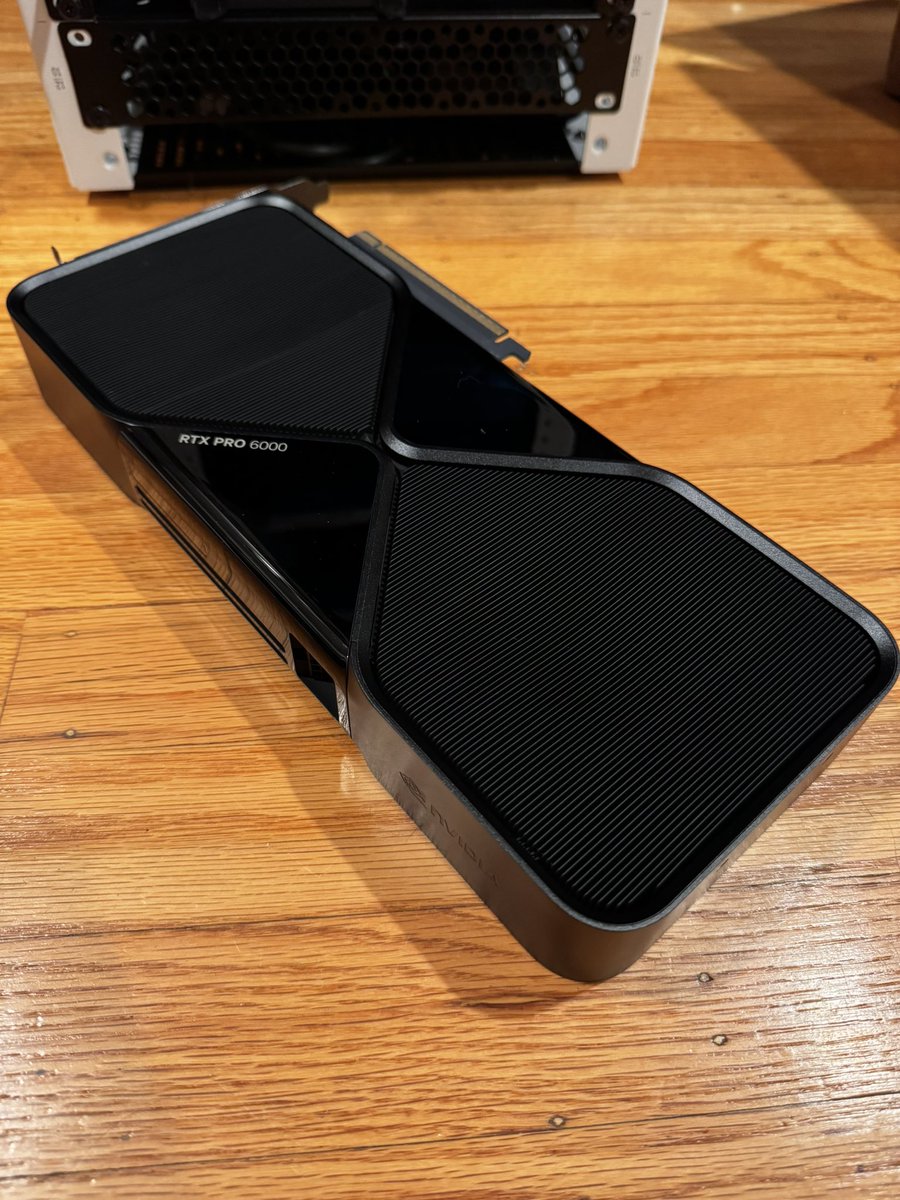 0xHyudryu's tweet photo. New toy arrived. Using this to bridge my RTX PRO 6000 workstation into my DGX Spark cluster via ConnectX-7. 

Going to start experimenting with a hybrid GPU + Spark setup to speed up large MoE models on the sparks https://t.co/sz3ot5st6t