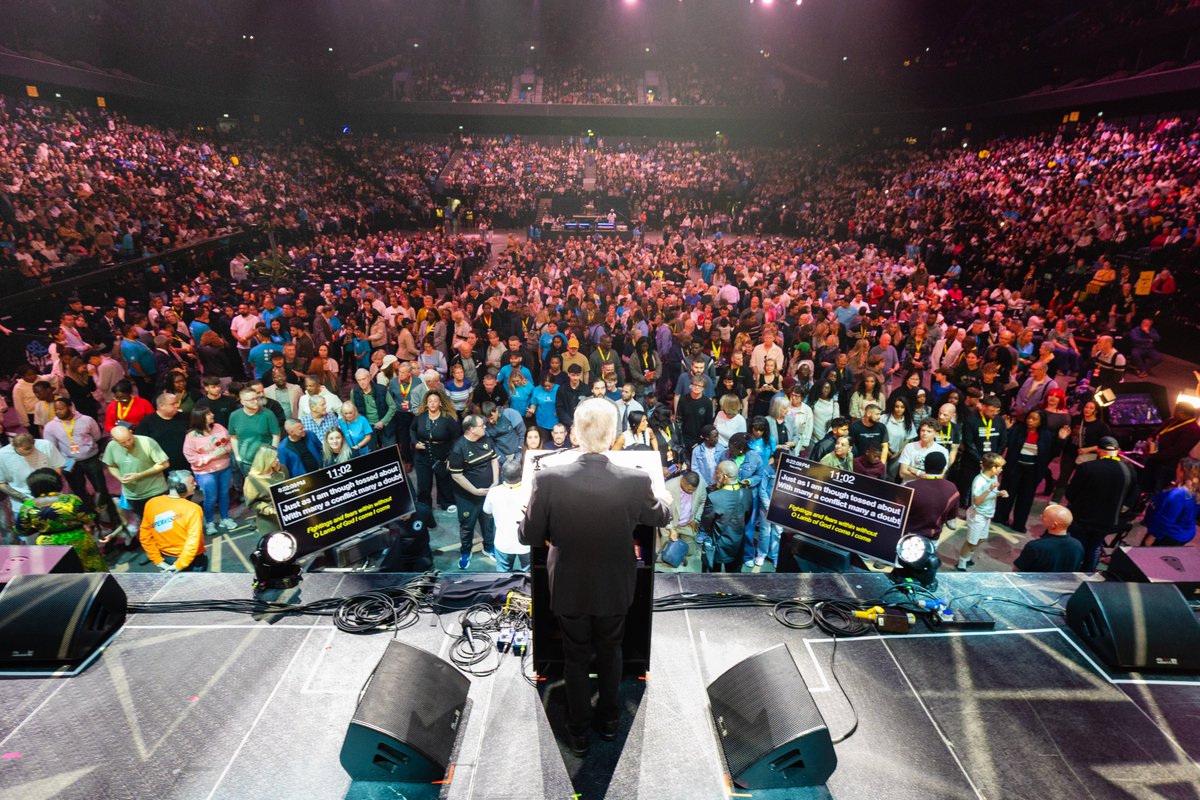 Franklin_Graham's tweet photo. My father @BillyGraham preached in Manchester 65 years ago, but this was my first trip to this beautiful city. Even with all of its history, Manchester is vibrant—there are so many young people and over 90 languages spoken here. Tonight, 10,000+ people came out to @TheCoopLive to hear the Gospel. I told the crowd that we each have a date with death—we’re all going to have to stand before God. We praise Him that hundreds responded to the invitation to repent and receive Jesus Christ by faith. Thanks to all of the churches, pastors, and volunteers who made this night possible.