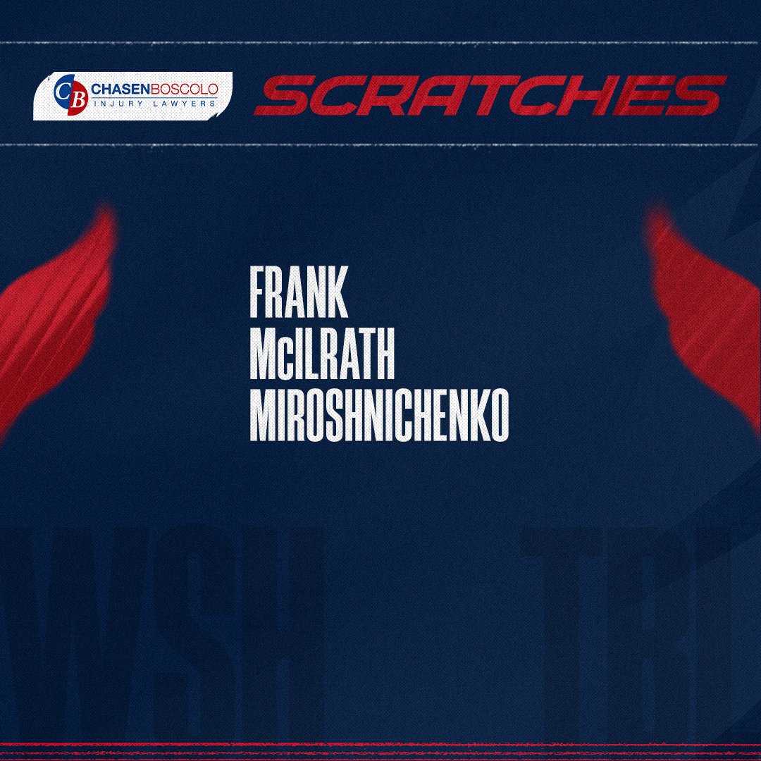 Capitals's tweet photo. Tonight's scratches against Tampa Bay.
#CapsBolts | @ChasenBoscolo https://t.co/yjEjhmj8YG