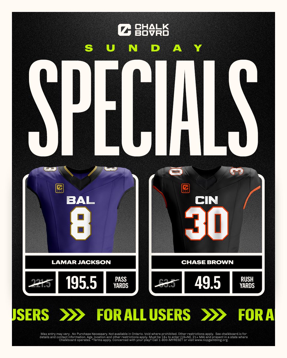 ChalkboardHQ's tweet photo. SUNDAY SPECIALS 🏈

Oh... and we'll give away a $50 Free Entry to 10 followers as well. To enter, just...      

▪️ Like &amp; Repost   
▫️ Comment CB username   
▪️ Tag fav person to tail on X https://t.co/OkJpP176cU