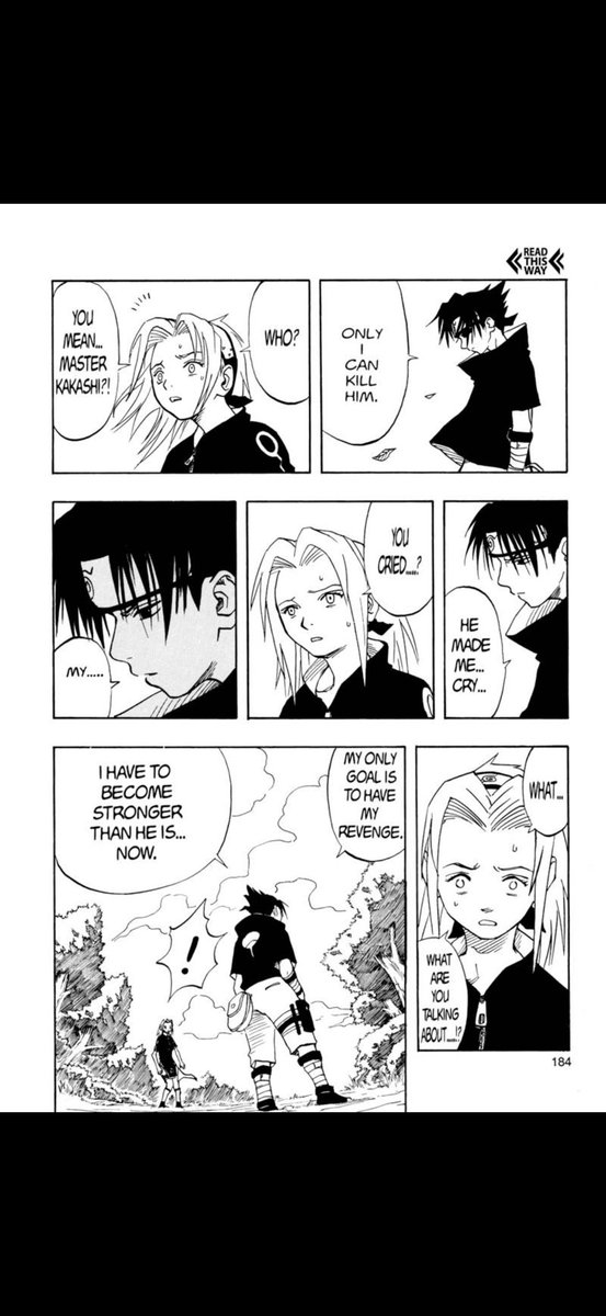 SonVictor33's tweet photo. I don’t want to say Sasuke had the biggest crush on Sakura. The anime butchered Sasuke in Part One of Naruto. Sasuke is more of a kid, you know. He acts more like a kid. He shows more emotion, and he’s not really this emo kid trying to act like he doesn’t care about anything. He’s more open with the team. He blushes when he’s shy. You know, when he asks Naruto what Sakura told him, he blushes a bit. I think he’s just more open.

And I do think there was some interest on Sasuke’s part in Sakura. I don’t want to say it was a big thing because, again, I’m only on chapter 34 of my Naruto reread, but I do think it’s there. So I don’t really hate this for the live action movie. I think Sasuke being interested in Sakura is a welcome change, and they could explore that more because I definitely think there was something there in Part One, especially in the manga. The anime really did butcher Sasuke’s character in Part One.