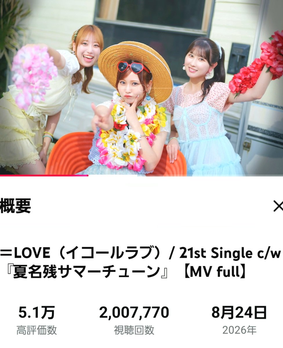Depper0828's tweet photo. 夏名残サマーチューン200万再生‼️
おめでとう🎉🎉🎉
1ヶ月ちょいですごい✨

花菜ちゃんのコール講座を見て
多くの人が覚えてくれると嬉しいなぁ♫
#イコラブ   #大場花菜 https://t.co/5UdJ5fK2ms