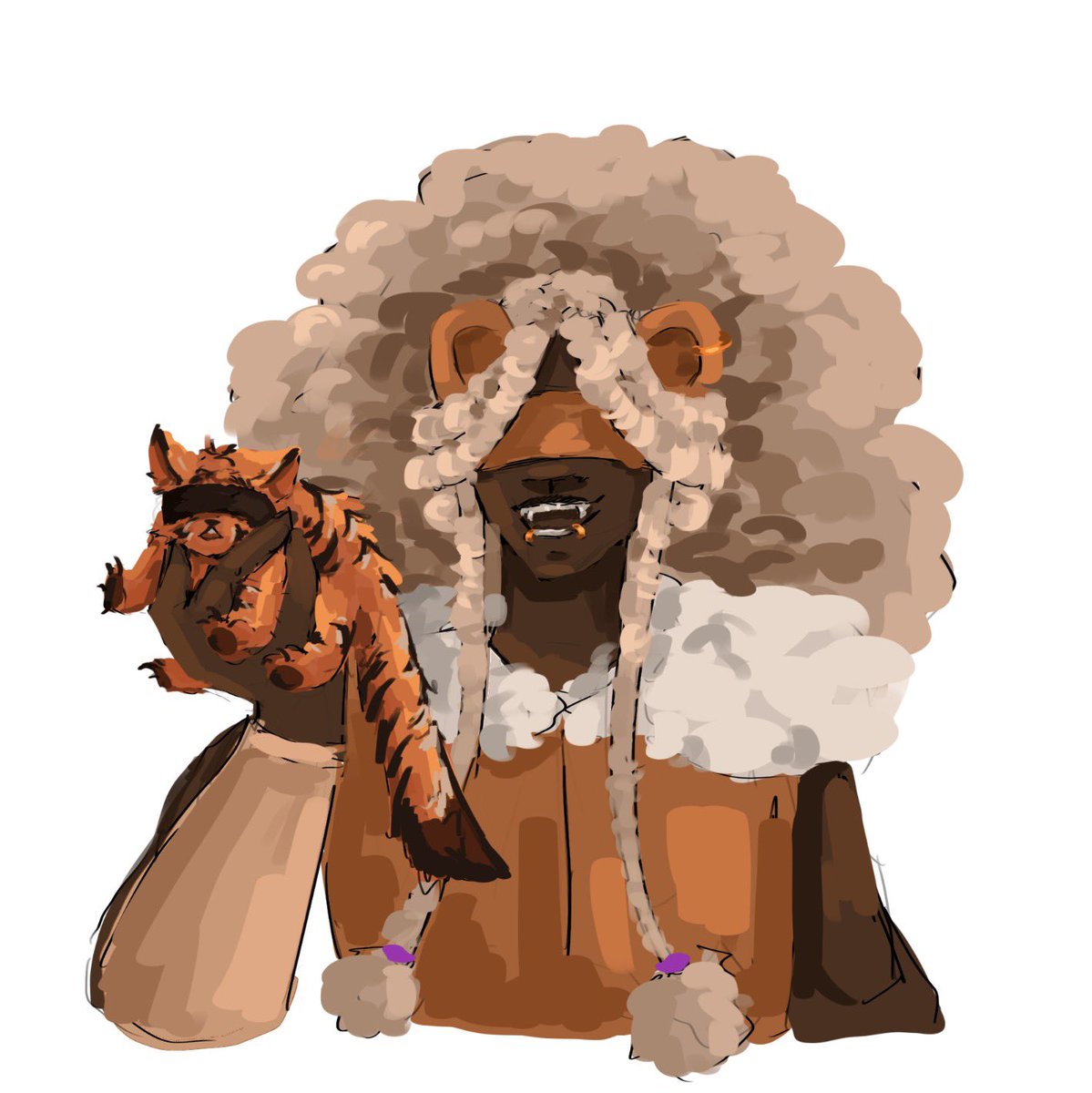 JerichoMadden's tweet photo. Day 3 inktober: miniature 
It’s too dangerous to go alone- take this
Mini tigerfrags and mane
#flamefragsfanart #manepearfanart #blindfoldbrothers #uutwt #unstablesmpfanart https://t.co/vydELEfGM2