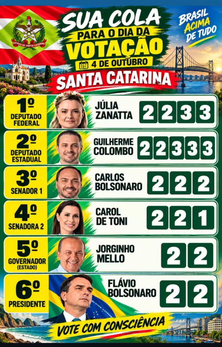carteiroreaca's tweet photo. A colinha COMPLETA divulgada por @BolsonaroSP para Santa Catarina. https://t.co/TpVoqhaajt