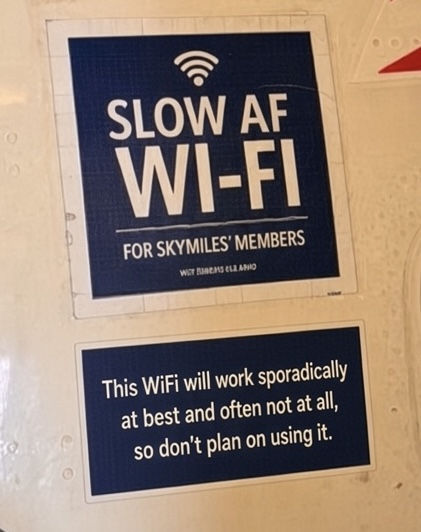 BasedMikeLee's tweet photo. Here’s what @Delta should tell passengers about the airline’s WiFi (I added an additional disclaimer).

I really like @Delta, but the WiFi experience is a rare L for the airline. https://t.co/hLWO6mVML5