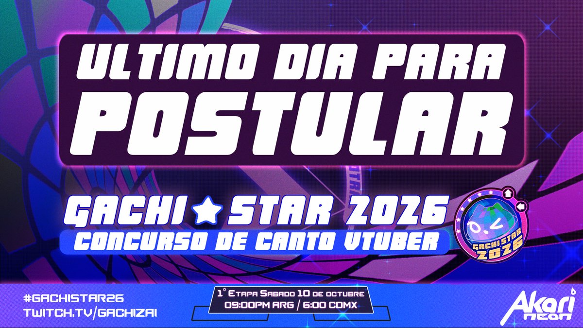 GachiZai's tweet photo. 🎵 𝗚𝗮𝗰𝗵𝗶 𝗦𝘁𝗮𝗿ⵑ 🎤
Rapido! Las postulaciones para #GachiStar terminan hoy! No te olvides de rellenar el formulario para participar en este increible concierto de canto! 🎊

Inscripciones en el link de abajo ⬇️⬇️⬇️ https://t.co/r7IGe1JUDT