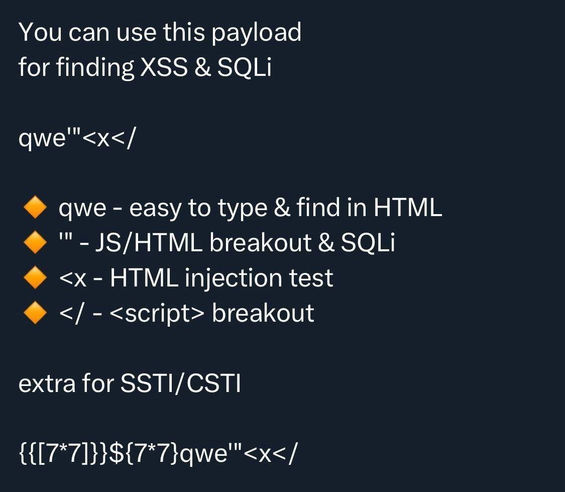 Zerodaylabowner's tweet photo. #XSS #SQLi #SSTI #CSTI
https://t.co/Jjpdaifqk1 https://t.co/OpnZexnL0o