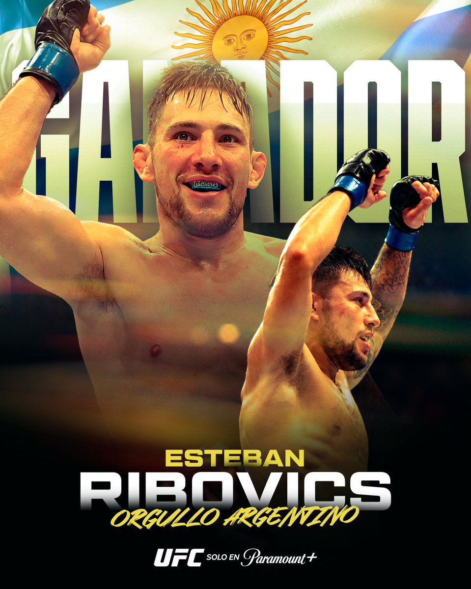PPlusDeportes's tweet photo. ¡EL REY ES DE ARGENTINA! 🇦🇷

Esteban Ribovics ANIQUILA a Bobby Green en el primer asalto tras mandarlo a la lona tres veces. ¡La Albiceleste tiene un peleador de élite en el peso ligero! 🔥

🔴 EN VIVO: #UFC332 solo por Paramount+ https://t.co/gHAvGLmIwR