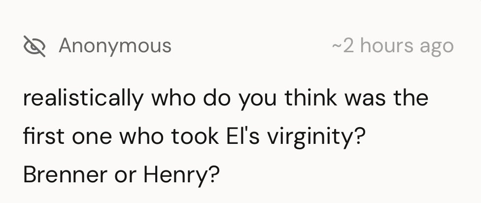 brennry's tweet photo. oof this is a tough one i’m gonna have to go with brenner findin henry touching el over her lil patient gown and then taking her virginity himself in front of henry to remind him who’s in charge <3 it’s a punishment so henry’s not even allowed to touch himself while he watches :( https://t.co/DaN26CeEzI