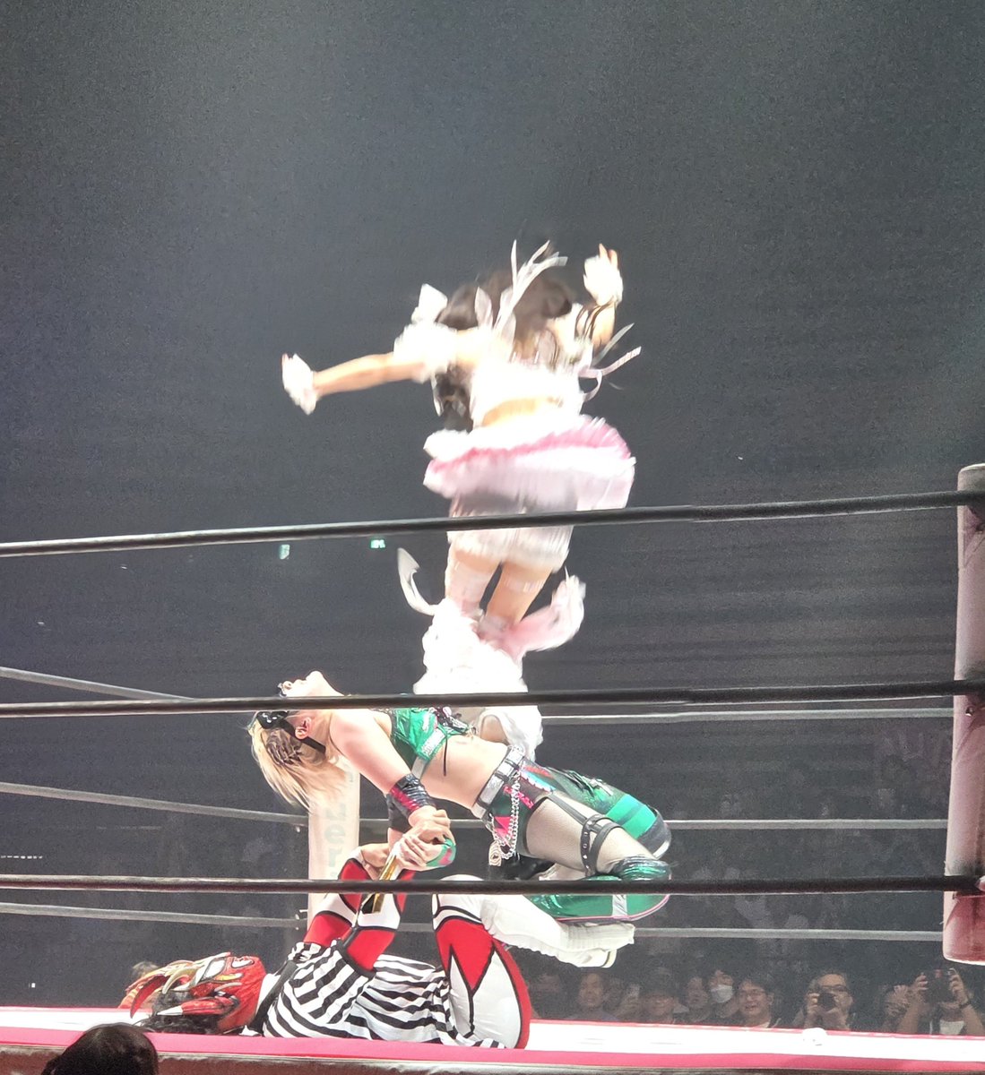 necosuke1978's tweet photo. ライガーさんのロメロ・スペシャル久々に観れて良かった。瑞希選手との連携？もお見事。
#tjpwWP7
#瑞希 https://t.co/U2Jexj8VKb