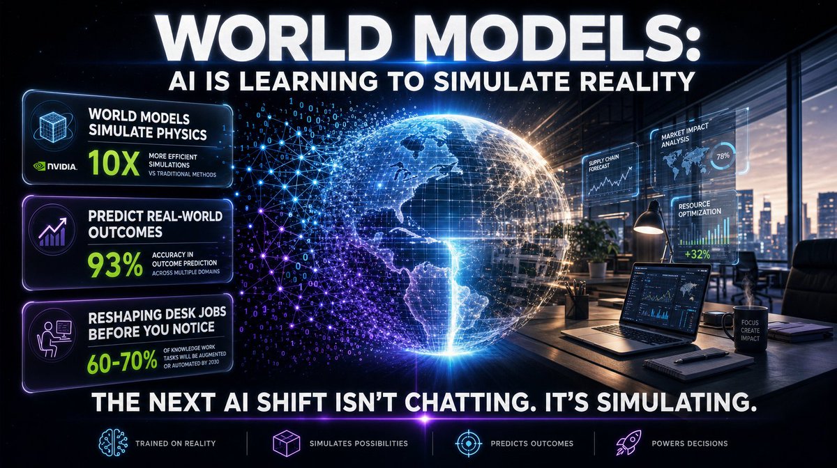 LawtonSolution's tweet photo. AI isn't just learning to think.

It's learning to simulate reality.

NVIDIA's bet on world models will hit your desk job before most people see it coming.

New video breaks it down.

[link] https://t.co/HPY2Lzju8a