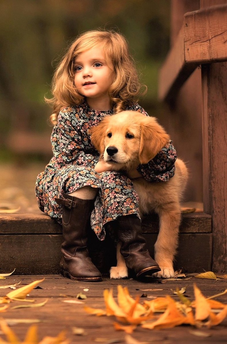 LoveSongs4Peace's tweet photo. " Best friends in autumn, fall and forever "  👧💞🐶 https://t.co/FWqdwfMOgd