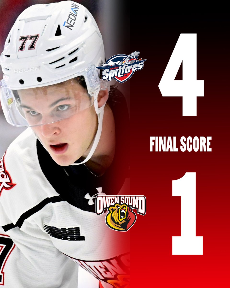 AttackOHL's tweet photo. Papi's Eatery & Lounge Update:
Svrcek and Yakushevsky score for the Spitfires in the third.
#AlwaysAttack | #BearWitness https://t.co/Tz3zsTBHhe