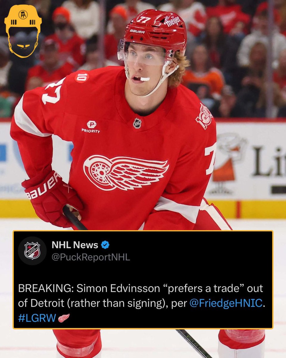 spittinchiclets's tweet photo. First Larkin and now Simon Edvinsson... who's next to want out of Detroit? 👀 https://t.co/XKfmnq9W5i