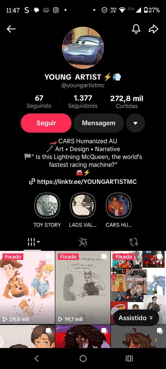 yogurtgut's tweet photo. Hi everyone, this is a serious post and it's about an art thief on cars fandom.
Their acc is @/youngartistmc on Tumblr and TikTok.
They steal and trace artworks from many artists on tumblr, but they have a focus on me, stealing A LOT of my art and posting it on TikTok.
#pixarcars https://t.co/5TrE5cojdK
