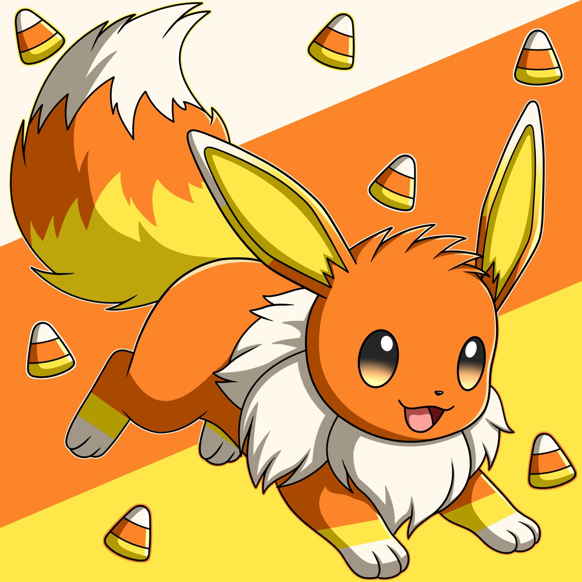 Peytops's tweet photo. Eevee is ready for Halloween with this candy corn version!

#artmoots #Pokemonartㅤ https://t.co/TdZz67SB1H